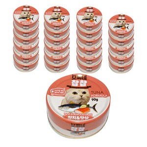 모찌네 챱챱 고양이캔, 참치 + 맛살 혼합맛, 90g, 24개