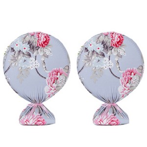 울 엄마 취향 쭉쭉 늘어나는 선풍기 커버 2p, 핑크플라워