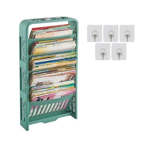 스탠딩 책정리대 + 투명후크 5p 세트, 녹색(책정리대)