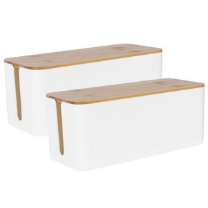 스윗홈 멀티탭 케이블 우드 정리함 중형, 화이트, 2개