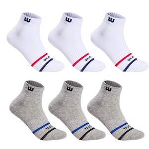 윌슨 남성용 발등 라인포인트 발목양말 2종 x 3켤레 세트, 화이트, 그레이, 6개