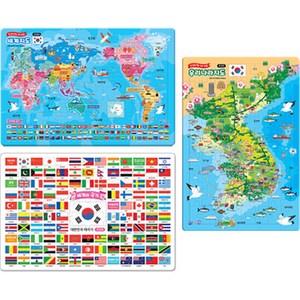 세계지도 + 세계의국기 + 우리나라지도 소퍼즐 세트, 지원출판