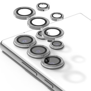누아트 후면 카메라 렌즈 메탈 링 강화유리 보호필름 실버 2p 세트, 1세트