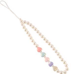 워너프 비즈 쿠잉 휴대폰 스트랩, 진주 하트 캔디, 1개