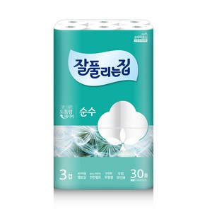 잘풀리는집 3겹 순수 천연펄프 고급롤화장지, 28m, 30개입, 1개