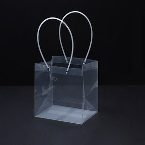 미화부장 PVC 비닐 꽃다발 화분 식물 선물 케잌 케이크 포장 투명 긴 대형 쇼핑백 06 사각 중, 10개
