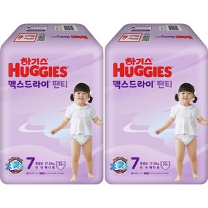 하기스 NEW 맥스드라이 팬티형 여아용 특점보 7단계(17~24kg), 64개