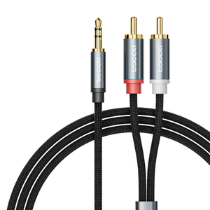 Toocki 투키 스테레오 3.5mm AUX to 2RCA 오디오 케이블 3m, 그레이, TYPX4-MDC0G