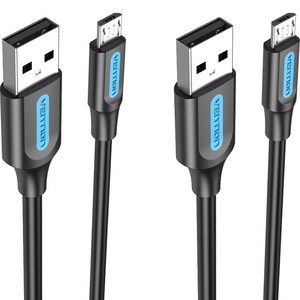 벤션 마이크로 5핀 USB 고속충전케이블, 0.5m, 블랙, 2개