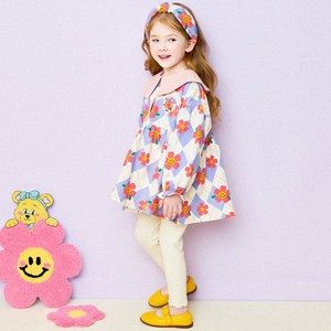 헤이미니 여아용 블루밍 카라 아가일 상하복 세트