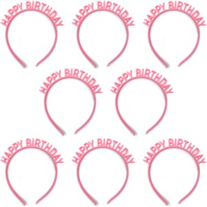 해피벌스데이 생일파티 머리띠, 핑크, 8개