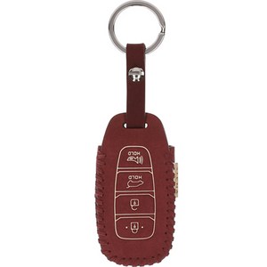 오시에나 뉴세미럭셔리 자동차 가죽 스마트키 키홀더, 와인, 현대H(4버튼)