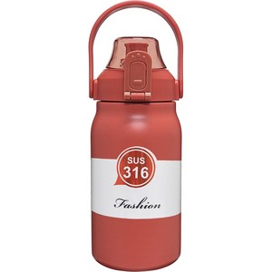 헬스텀블러 316 스텐 대용량 원터치 손잡이 보냉보온병, 레드, 1300ml, 1개