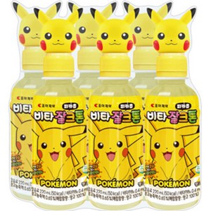 유아용 비타잘크톤 피카츄 포켓몬 음료수, 220ml, 6개, 망고맛