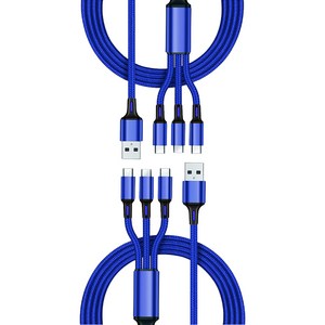 잇곰 튼튼한 메쉬 멀티 3 in 1 고속 충전 케이블, 1.2m, 블루, 2개