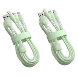 레디엘로 USB A타입-멀티단자 3 in 1 마카롱 고속 충전 케이블, 1.2m, 그린, 2개