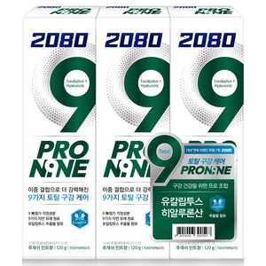 2080 프로나인 후레쉬 민트향 치약, 120g, 3개