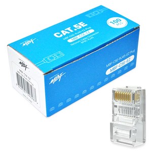 엠비에프 CAT 5E RJ45 이지 플러그 관통형 컨넥터 MBF-C5E-EZ 100p 세트, 투명, 1세트, 22cm