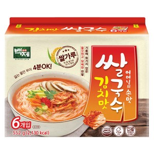 백제 김치맛 쌀국수, 92g, 6개