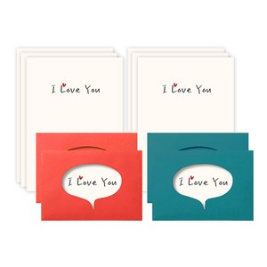 말풍선 편지지 8p + 봉투 4p 세트, ILoveYou(편지지), 랜덤발송(봉투), 1개