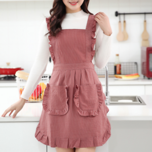 다정다감 프릴 앞치마, 진홍, 1개