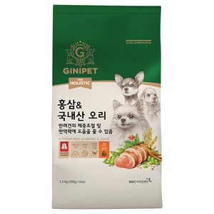 지니펫 강아지 전연령 더홀리스틱 홍삼 & 오리 건식사료, 면역력 강화, 1.2kg, 1개