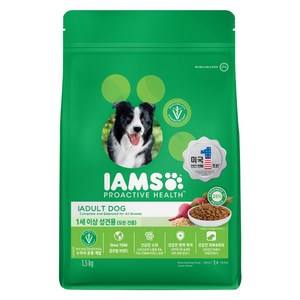 아이암스 어덜트 강아지 프로액티브 헬스 건식사료, 닭, 1.5kg, 1개