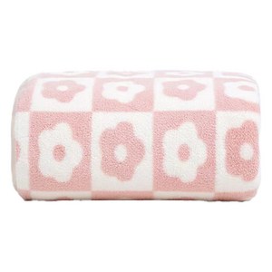 소니오 체크 플라워 소프트 목욕 바스타월 35 x 75 cm, 02 핑크, 1개