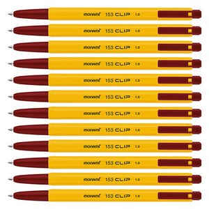 모나미 153 클립 볼펜 1.0mm, 적색, 12개