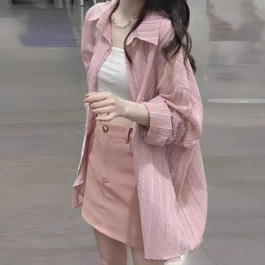 메이첼 여성용 루즈핏 캐주얼 스트라이프 셔츠 13409