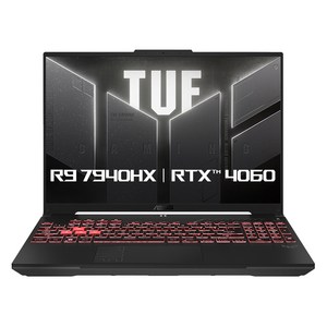 에이수스 2024 TUF 게이밍 A16 라이젠9 라이젠 7000 시리즈 지포스 RTX 4060, Mecha Gray, FA607PV-QT076, 1TB, 16GB, Free DOS