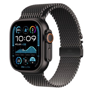 Apple 정품 2024 애플워치 Ultra 2 티타늄 밀레니즈 루프, 49mm, GPS+Cellular, 블랙 / 블랙, Large