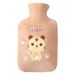 라이프팝 캐릭터 극세사 보냉 보온 물주머니 브라운타이거 2000ml, 1개