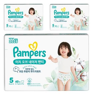 팸퍼스 2025 터치오브네이처 팬티형 기저귀 남여공용, 5단계, 120매