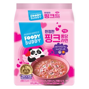 푸디버디 핑크 퐁당 라면 80g, 4개