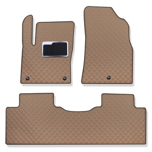 지엠지모터스 차량용 퀼팅 가죽 바닥매트 1열 + 2열 세트, 르노 그랑콜레오스, 새들브라운