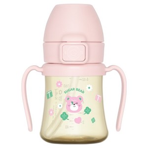 그로미미 유아용 노티드 PPSU 슈가베어 스틸프리 빨대컵 1단계 200ml, 1개, 스트로베리