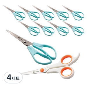 화신 754 사무용 가위 10개+704 투톤 가위 소, 민트, 화이트/오렌지, 4세트