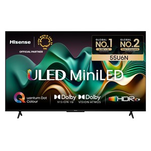 HISENSE 4K UHD Mini LED 스마트TV 55U6N, 139cm(55인치), 스탠드형, 방문설치