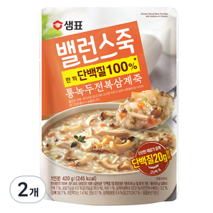 샘표 밸런스죽 통녹두 전복 삼계죽, 420g, 2개