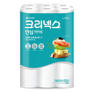 크리넥스 안심 키친타월, 140매, 12개