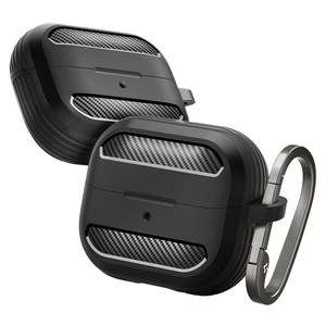 슈피겐 카본 패턴 무선 이어폰 케이스 러기드아머 + 키링 세트 ACS08330, 버즈3 ACS08330, 매트블랙