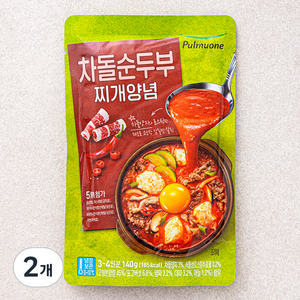 풀무원 차돌순두부 찌개양념, 140g, 2개