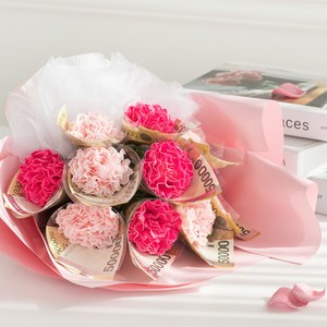 뷰티풀데코센스 비누 돈 카네이션 10송이 다발 + 쇼핑백, 핑크믹스