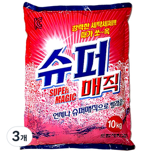 크린테크 슈퍼매직 분말세제 리필, 10kg, 3개