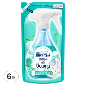 페브리즈 섬유탈취제 다우니 실내건조 프레시클린향 리필, 320ml, 6개