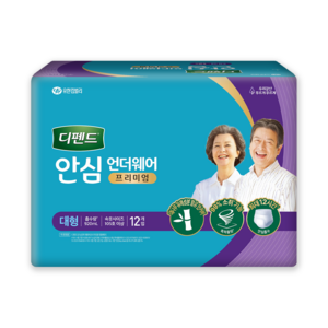 디펜드 안심 언더웨어 프리미엄 성인기저귀, 대형, 12개입, 1개