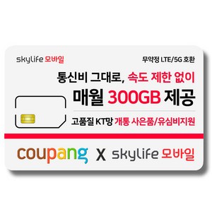 유심- KT skylife모바일 유심비지원 사은품 알뜰폰 자급제 LTE/5G 갤럭시S/아이폰14 사용가능