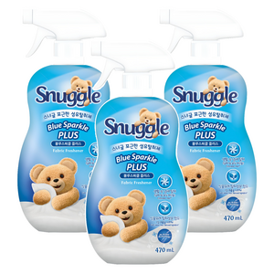 스너글 섬유탈취제 블루스파클 플러스 본품, 470ml, 3개