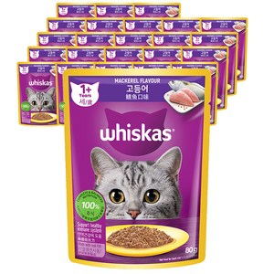 위스카스 어덜트 고양이 습식사료 파우치 오션피쉬, 닭, 80g, 24개